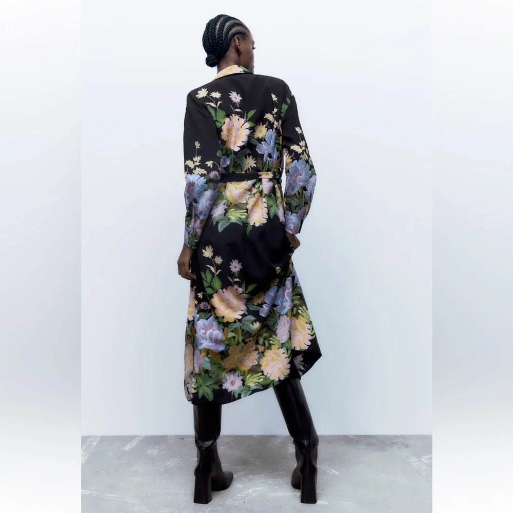 Zara Floral Satin Effect Dress - Picture 5 of 8